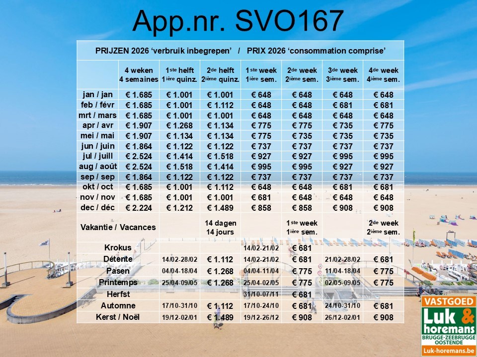 APPARTEMENT DE VACANCES MAGNIFIQUE DANS LE CENTRE D'OSTENDE AVEC TERRASSE 