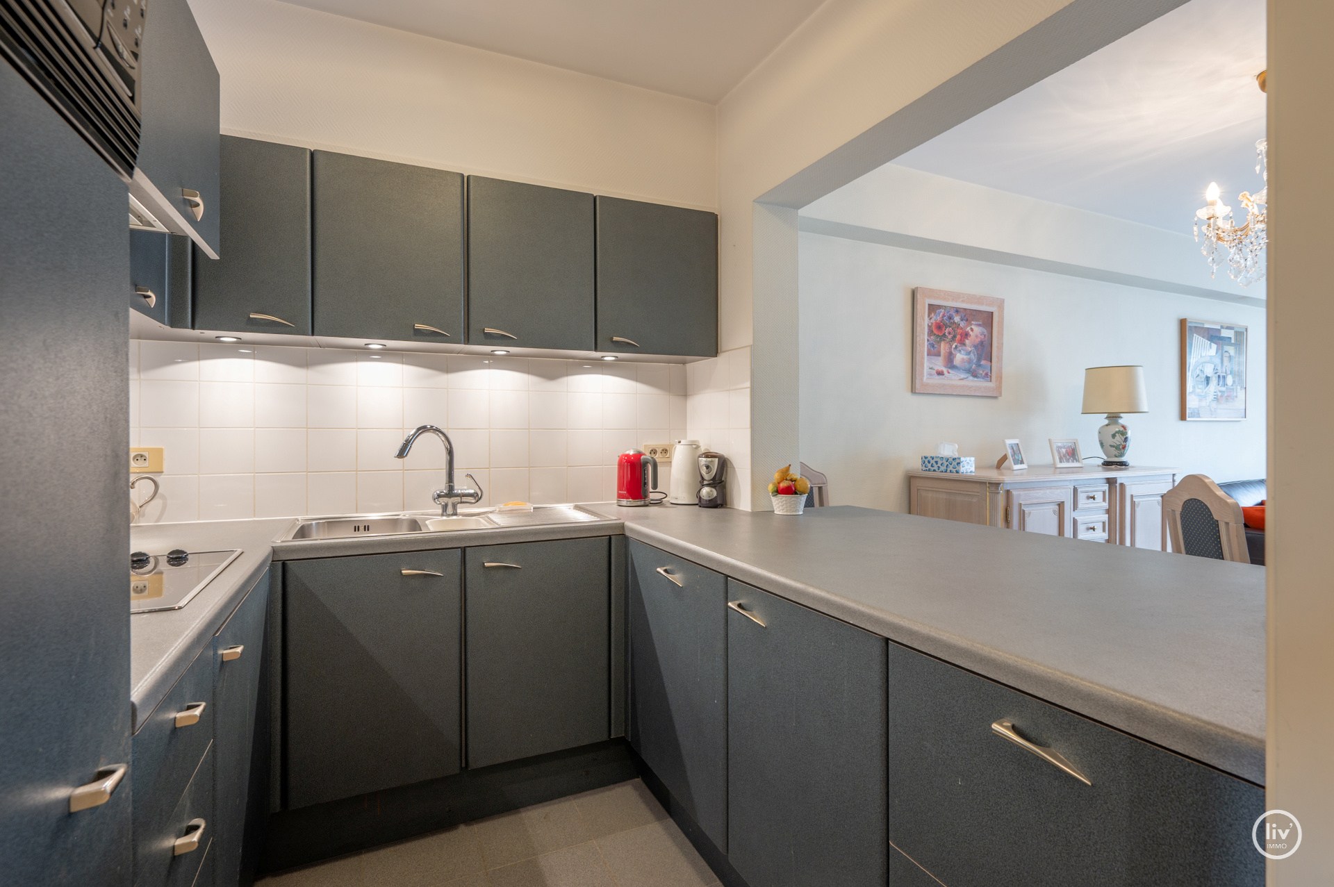 Aangenaam ruim 2 slaapkamerappartement met garage in het gebouw te Lippenslaan gelegen. 