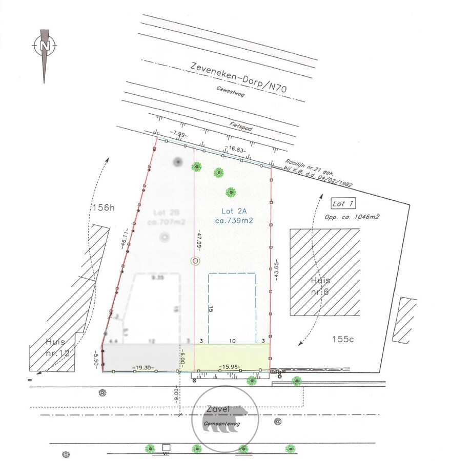 Bouwlot met achterin volwassen eiken (739m) te Lochristi 