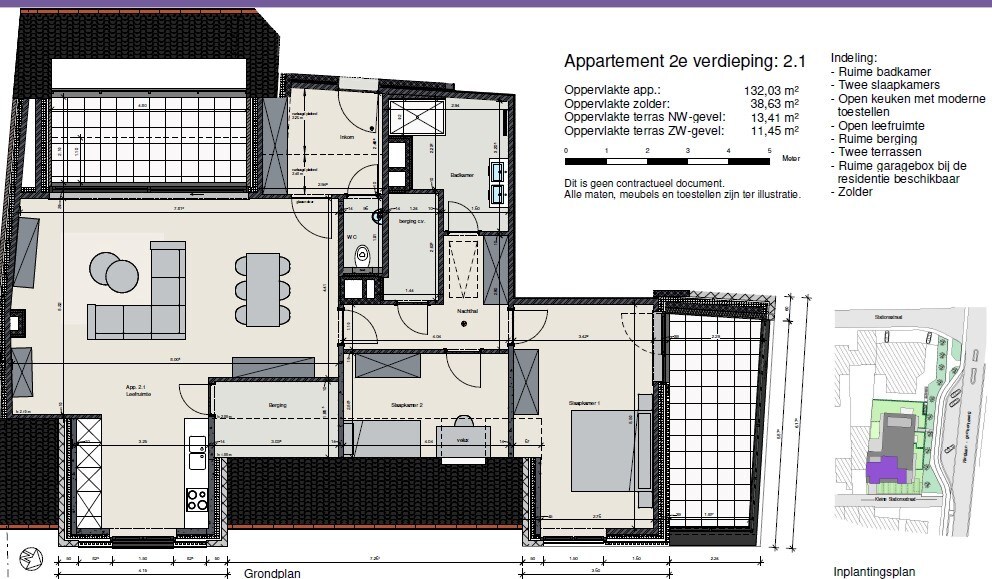 Nieuwbouwappartement met 2 slaapkamers en 2 terrassen in centrum Koekelare 