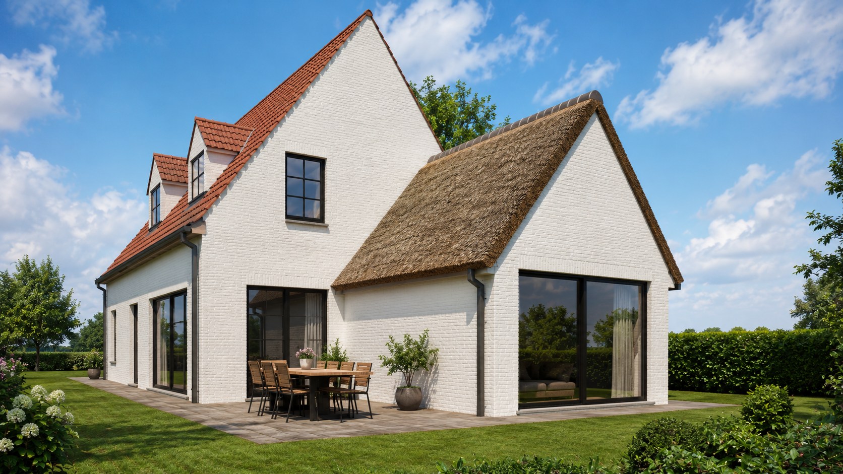 Nieuwbouwwoning (open bebouwing) op ruim perceel van 1064 m² te Oostduinkerke (Koksijde). 