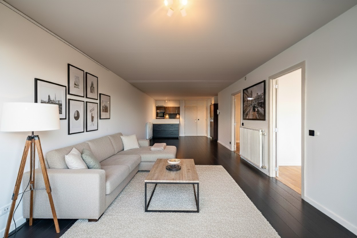 Lichtrijk en modern tweeslaapkamer appartement met groot terras in Oostakker 