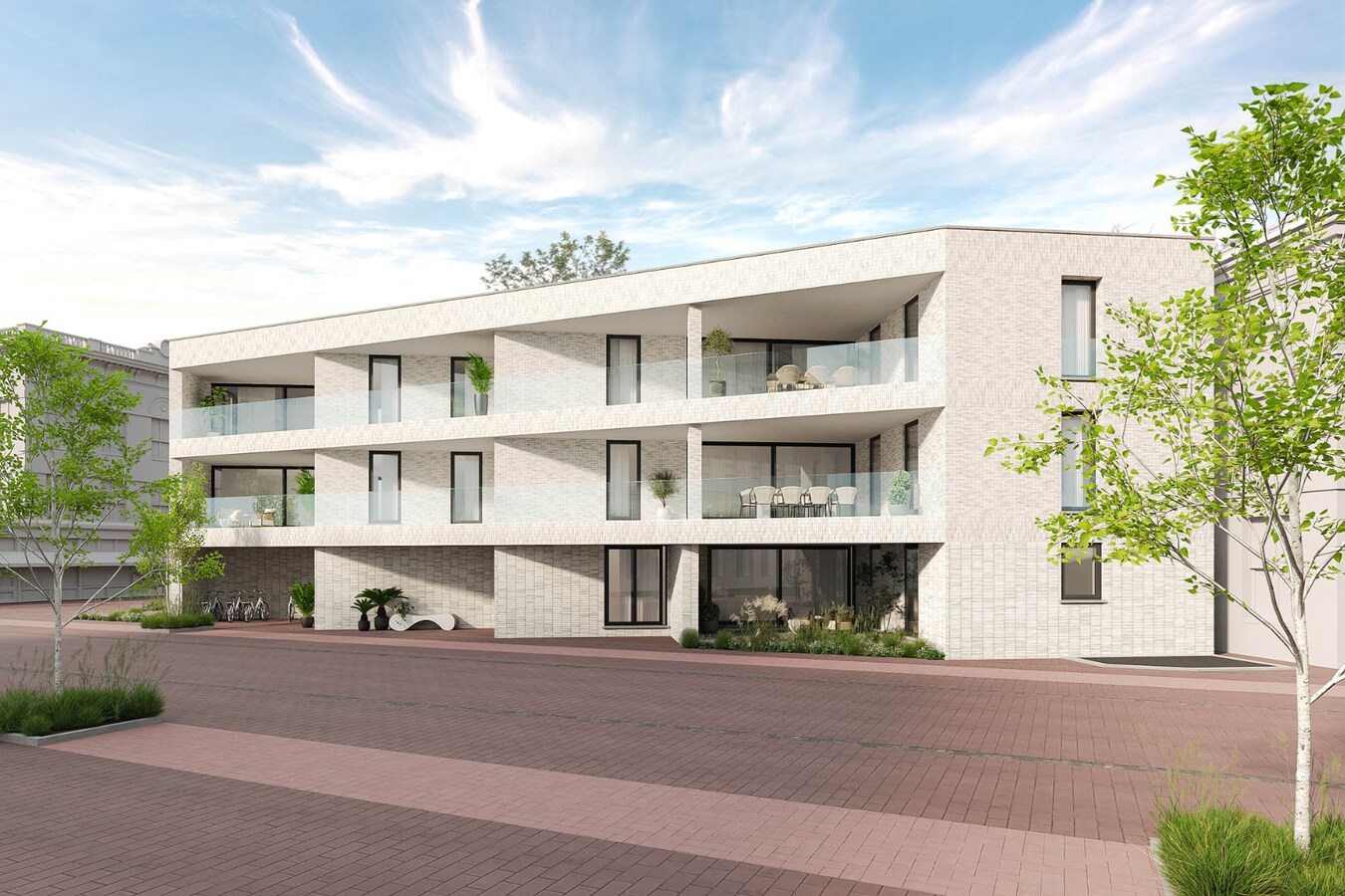 Luxueus en energiezuinig nieuwbouw appartement gelegen op het gelijkvloers met zicht op het Dorpsplein in Kinrooi 