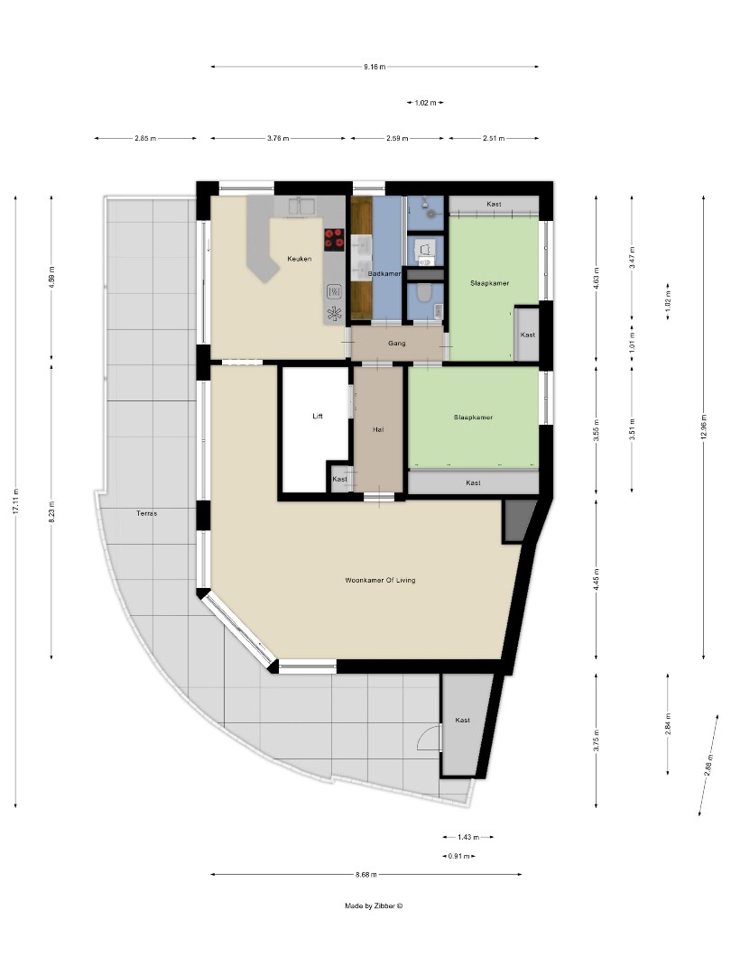 Instapklare penthouse met 2 slaapkamers en terras van 60m² , 4 kelders en garagebox in Korbeek-Lo! – EPC 199 kWh/m² - bewoonbare opp. 131 m² 