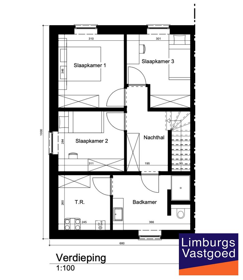 Nieuwbouwwoning, halfopen bebouwing, LOT 1, voor halfopen bebouwing, 4a 89ca, te Houthalen-Helchteren 