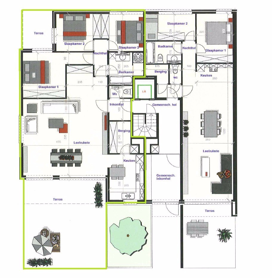 GELIJKVLOERS APPARTEMENT MET RUIM ZONNETERRAS EN GARAGE 