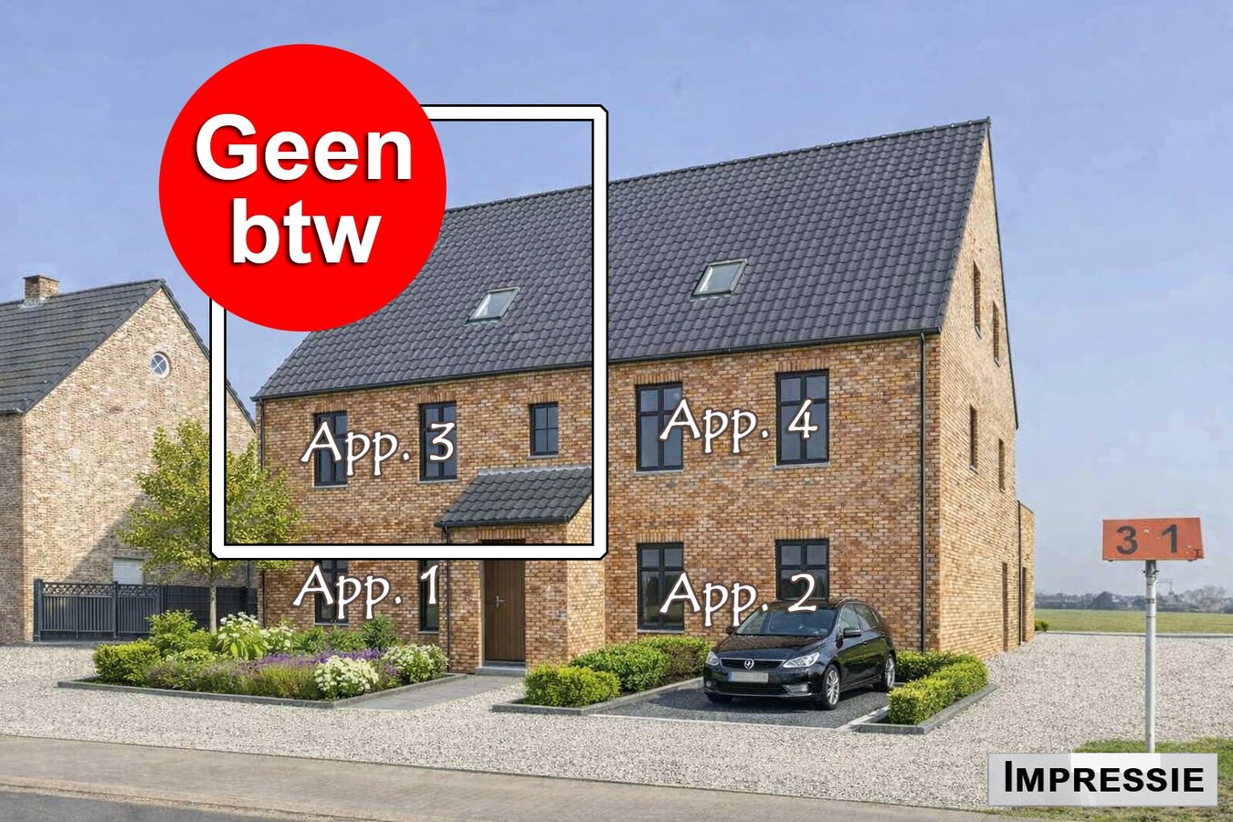 Nieuw duplex appartement met 3 slpks. en terras van 31 m² 