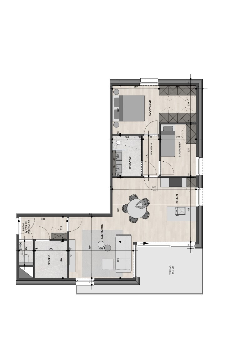 Penthouse op de tweede verdieping van 89,20m² met twee slaapkamers 