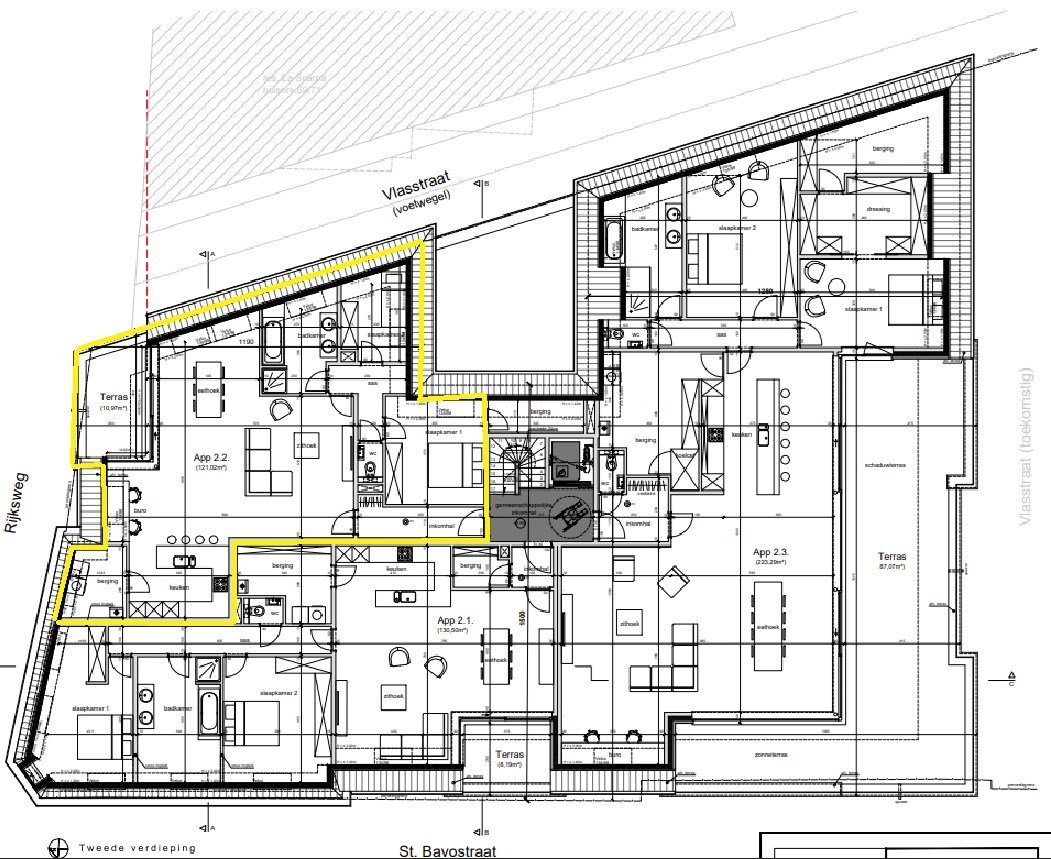 Volledige afgewerkt appartement met 2 slaapkamers en ruim terras. 